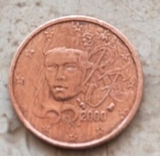 Moneta da 2 centesimi di euro 2000 Francia raro
