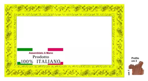 Cornice legno giallo fluo - in,