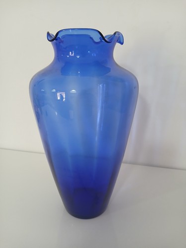 Vaso grande vetro soffiato blu - vaso,
