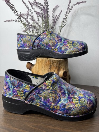 Zoccolo bjork fiori blu donna - fiori,