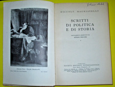 Vecchio libro Niccolo' Macchiavelli Scritti di Politica e di Storia