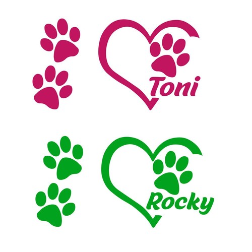 Cani orme adesivo con nome - cani,