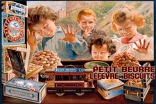 Poster Manifesto Locandina Pubblicità Biscotti Lefevre Stampa Vintage 60x90 Cm.
