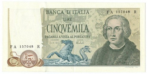 5000 lire cristoforo - cristoforo, colombo