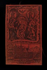 Quadro su seta incisione su rame pellegrinaggio Trinità a Gössweinstein 18. Secolo