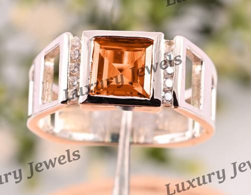 Anello uomo citrino - , argento