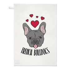 Love Bulldog Francesi Strofinaccio Piatto Panno - Cani Cane Pupazzo Divertente