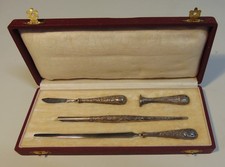 SET  ANTICO IN ARGENTO  DA SCRIVANIA cm 22x9   (1373)