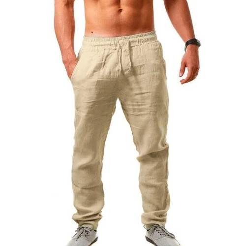 Pantaloni lino cotone da - cotone,