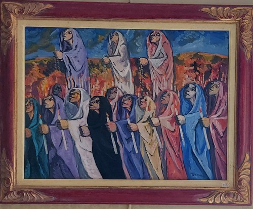 Quadro olio tela - su, tela-saverio