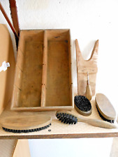 VECCHIA CASSETTA LEGNO E SET PULIZIA SCARPE - OLD WOOD BOX + CLEANING SHOES SET