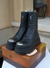 Stivali in pelle ispirati al combattimento di Cult Bolt (Anfibio), taglia 36EU/6US, neri, nuovi con scatola