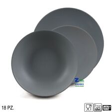 SERVIZIO PIATTI 18 PZ TONDI COLORE GRIGIO OPACO IN PORCELLANA ART. 15298