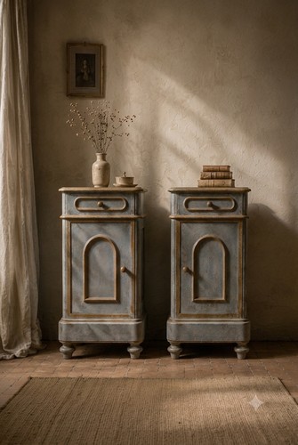 Coppia comodini vintage patina - comodini,
