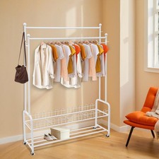 Appendiabiti su ruote 120*34*165 cm guardaroba indipendente con 45,4 kg bianco