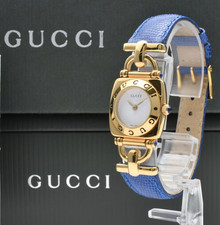 Orologio vintage [come nuovo con scatola] GUCCI 6300L Horsebit oro blu da...