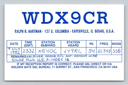 Ham radio qsl wdx9cr - ham,