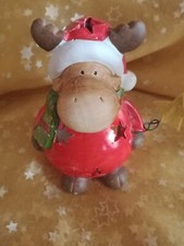 Renna Natalizia In Ceramica con porta candela e alta cm.12