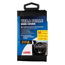 COPRIVOLANTE PER AUTO UNIVERSALE IN VERA PELLE ULTRA SOTTILE NERO M Ø 38/40cm