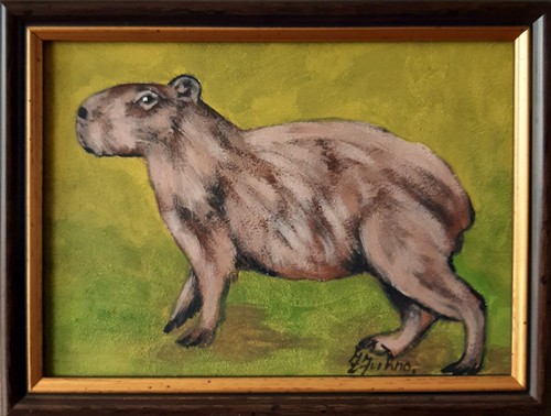 Capybara dipinto olio - capybara,