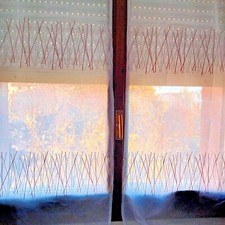 Coppia tendine a vetro con ricamo x finestra e porta in 2 colori CM 60 larghezza