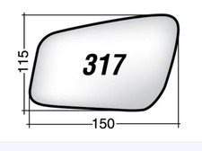 Per Ford C-Max 2004-2010 Vetro di Ricambio Sx Asferico x Specchio Retr. 150x115
