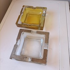 2 DUE Posacenere vintage in vetro sommerso Murano Anni 70 e applicazioni Argento