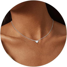 Collana Donna Argento 925 Con Cuore Aperto Pendente - Girocollo CZ Regolabile 17