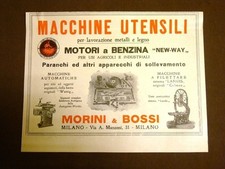 Pubblicità del 1924 Motori a benzina Morini & Bossi Milano + Liquore VOV Pezziol