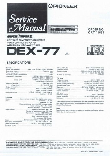 Pioneer dex service manual - ,
