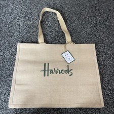 Harrods London Juta Shopper Bag riutilizzabile nuova con etichette