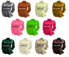 Top blusa raso con bottoni sbuffo manica lunga top seta lucida donna top S86-2