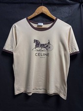T-shirt maglietta Celine Horse Carriage beige di Hedi Slimane taglia M