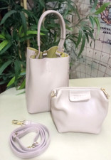 Borsa secchiello quadro c/pochette e tracolla color nude VERA PELLE Made  Italy