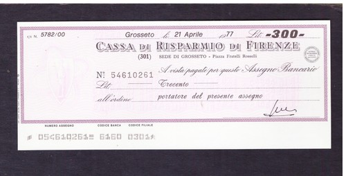 Assegno bancario cassa - bancario, di