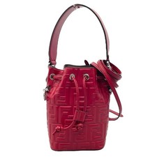 Borsa a tracolla Fendi Montresor Mini 8bs010 in pelle rossa goffrata da donna...