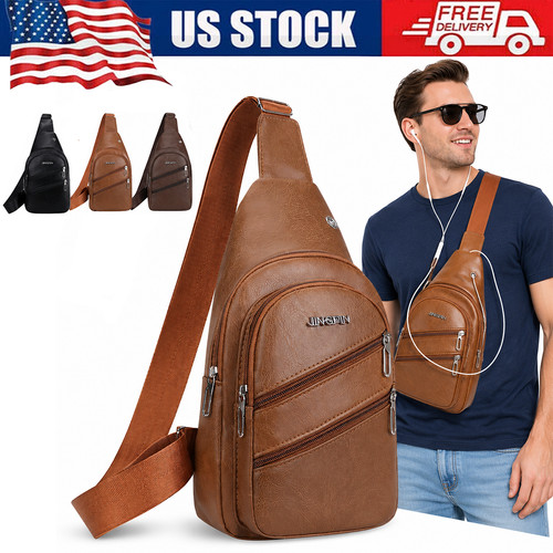 Men leather sling bag chest - men's,