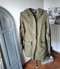 KHUJO Giacca parka militare con cappuccio ricami e borchie donna taglia L