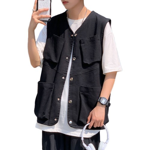 Gilet cargo uomo retro - , tasca