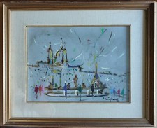 Dipinto olio su tela Vittorio Postiglione Paesaggio Roma Piazza Navona