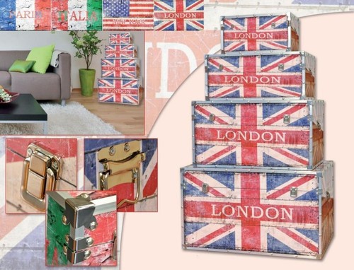Scatola baule pouf flag - pouf,
