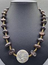 Rara collana di perle con francobolli intaglios differenze greche antiche rom...