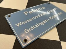 Petunia Wassertechnik Grötzingen Karlsruhe vecchia insegna smaltata 1960 circa