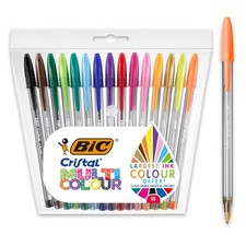 BIC Cristal Multicolour, Penne a Sfera Colorate, Punta Larga 1.6mm, Set Scrittur