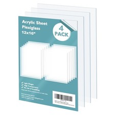 Egofine Fogli Plexiglass Fogli Acrilici Confezione da 4 12x16’’ 0,04 Spessore Trasparente