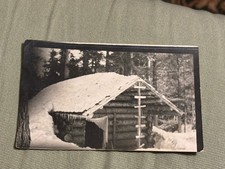 Cartolina fotografica reale RPPC epoca 1909 - Idaho Trappers Cabin in inverno ��