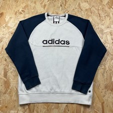 Felpa Adidas Y2K bicolore blu bianco grande logo media vintage anni 2000