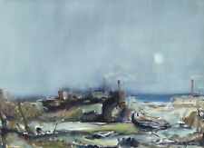 Quadro dipinto olio paesaggio costiero invernale italiano paesaggio marino firmato