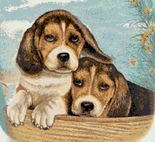SCHEMA SCHEMI PUNTO CROCE RICAMO CANI CUCCIOLI BEAGLE