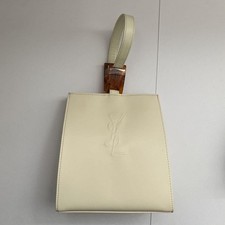 [Belle condizioni] Borsa Yves Saint Laurent avorio con logo in rilievo